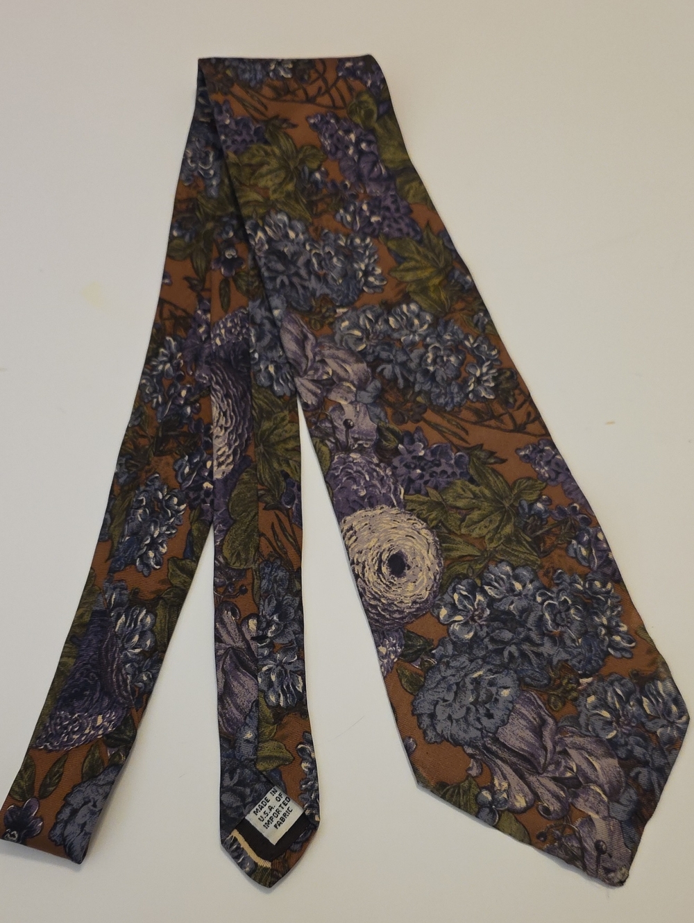 Men's Floral Silk Tie in Brown and Purple